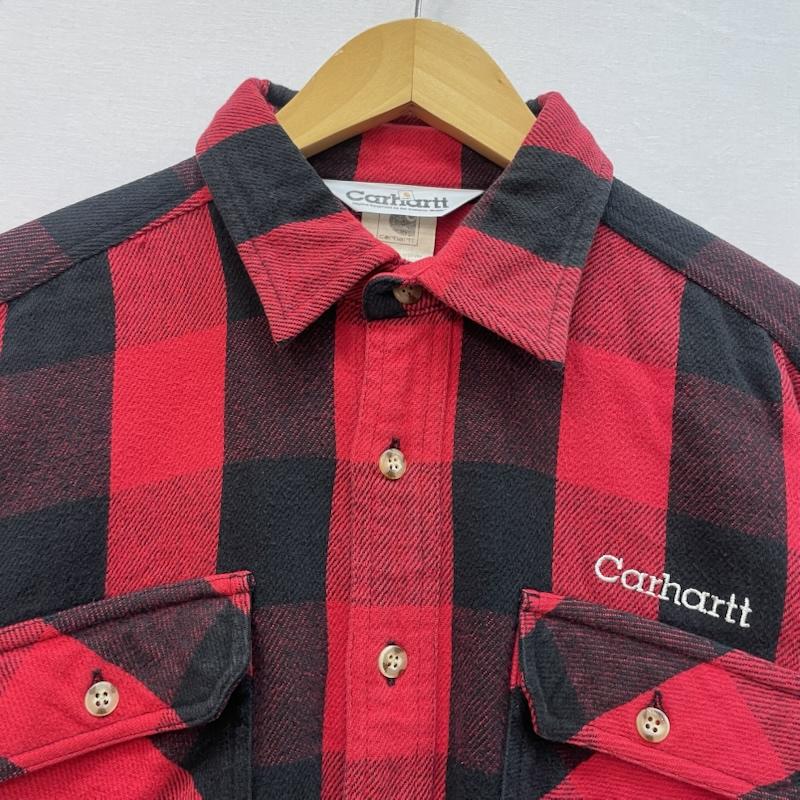 カーハート Carhartt シャツ、ブラウス 長袖 長袖 ネルシャツ バッファロー チェック ブロック チェック M 赤 / レッド / red X 黒 / ブラック / black メンズ USED 古着 中古 50167746