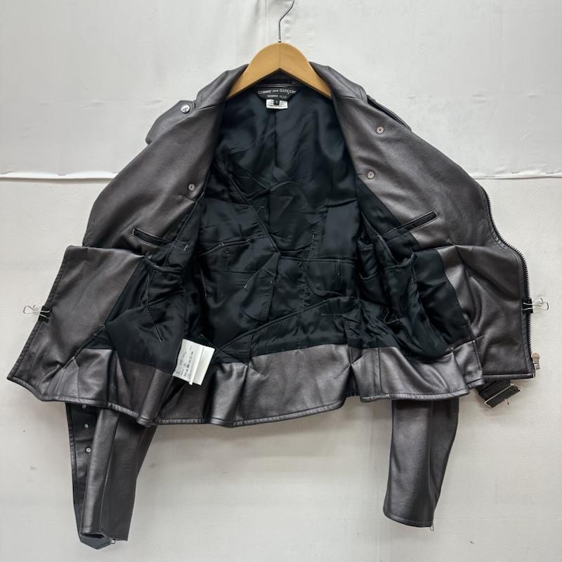 コムデギャルソンオムプリュス COMME des GARCONS HOME PLUS ジャケット、上着 ジャンパー、ブルゾン 21SS フェイクレザー 変形 ダブル ライダース ジャケット PG-J016 S チャコールグレー / チャコールグレー / メンズ USED 古着 中古 50167751