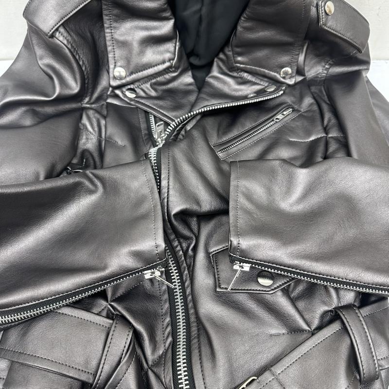 コムデギャルソンオムプリュス COMME des GARCONS HOME PLUS ジャケット、上着 ジャンパー、ブルゾン 21SS フェイクレザー 変形 ダブル ライダース ジャケット PG-J016 S チャコールグレー / チャコールグレー / メンズ USED 古着 中古 50167751