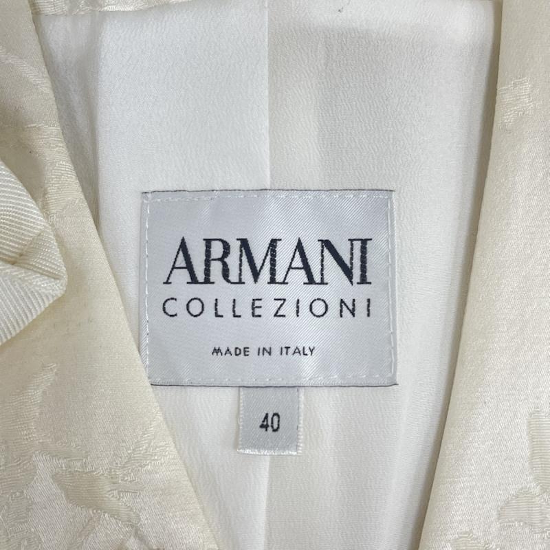 アルマーニコレッツォーニ ARMANI COLLEZIONI ジャケット、上着 ジャケット、ブレザー イタリア製 リボン ジャガード 刺繍 花柄 ノーカラー ジャケット 40 オフホワイト / オフホワイト / レディース USED 古着 中古 50167760