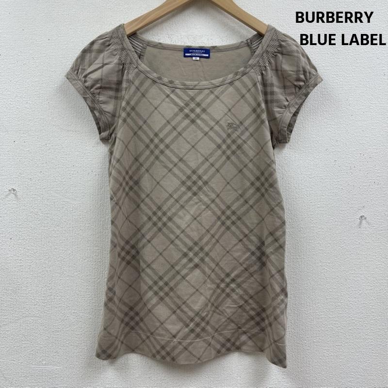 バーバリー・ブルーレーベル BURBERRY BLUE LABEL カットソー 半袖 ノバチェック柄 パフスリーブ 半袖 Tシャツ カットソー 36 ベージュ / ベージュ / beige レディース USED 古着 中古 50167765