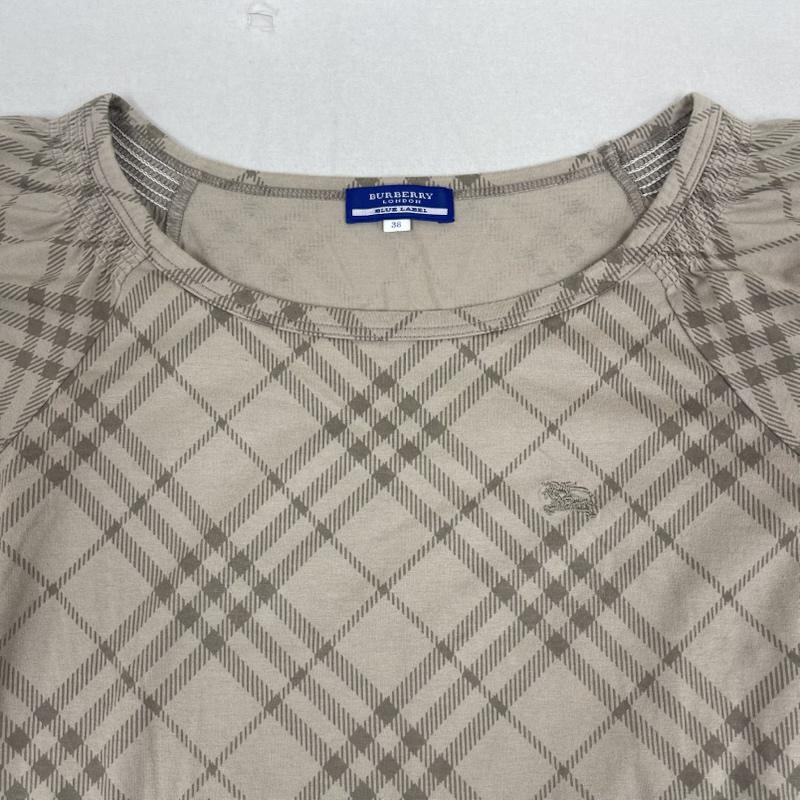 バーバリー・ブルーレーベル BURBERRY BLUE LABEL カットソー 半袖 ノバチェック柄 パフスリーブ 半袖 Tシャツ カットソー 36 ベージュ / ベージュ / beige レディース USED 古着 中古 50167765
