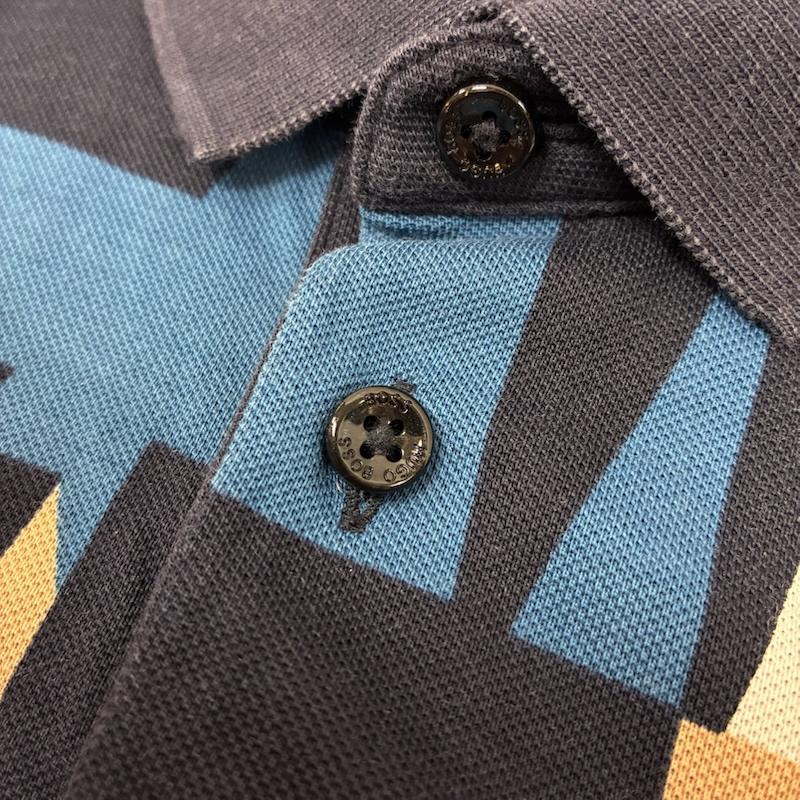 ヒューゴボス HUGO BOSS ポロシャツ 半袖 ピマコットン 幾何学模様 フロント 総柄 ポロシャツ M メンズ USED 古着 中古 50167775