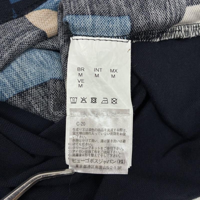 ヒューゴボス HUGO BOSS ポロシャツ 半袖 ピマコットン 幾何学模様 フロント 総柄 ポロシャツ M メンズ USED 古着 中古 50167775