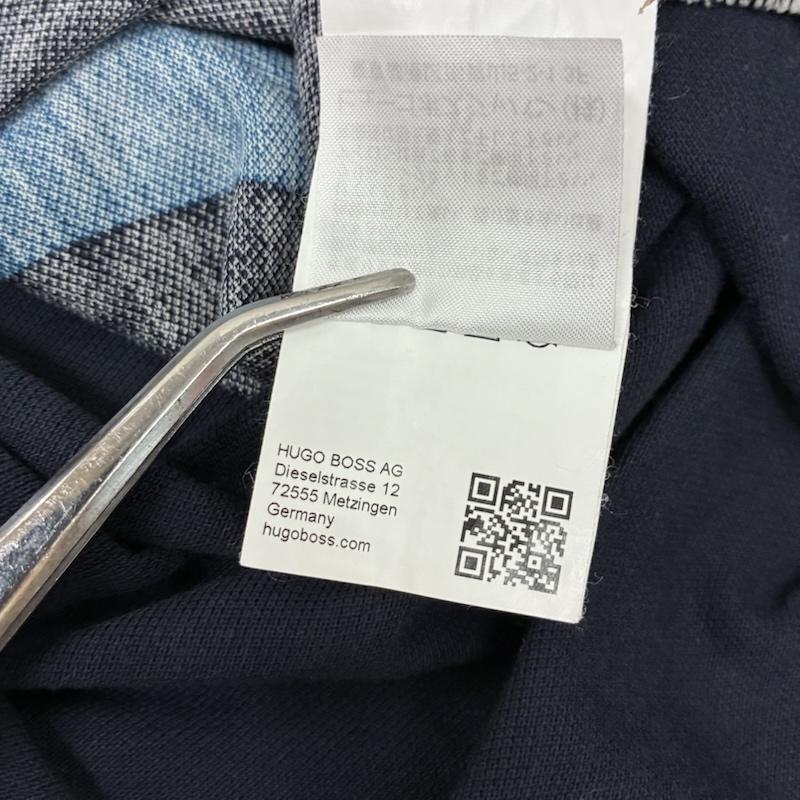 ヒューゴボス HUGO BOSS ポロシャツ 半袖 ピマコットン 幾何学模様 フロント 総柄 ポロシャツ M メンズ USED 古着 中古 50167775
