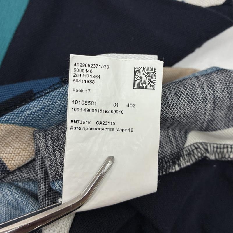 ヒューゴボス HUGO BOSS ポロシャツ 半袖 ピマコットン 幾何学模様 フロント 総柄 ポロシャツ M メンズ USED 古着 中古 50167775