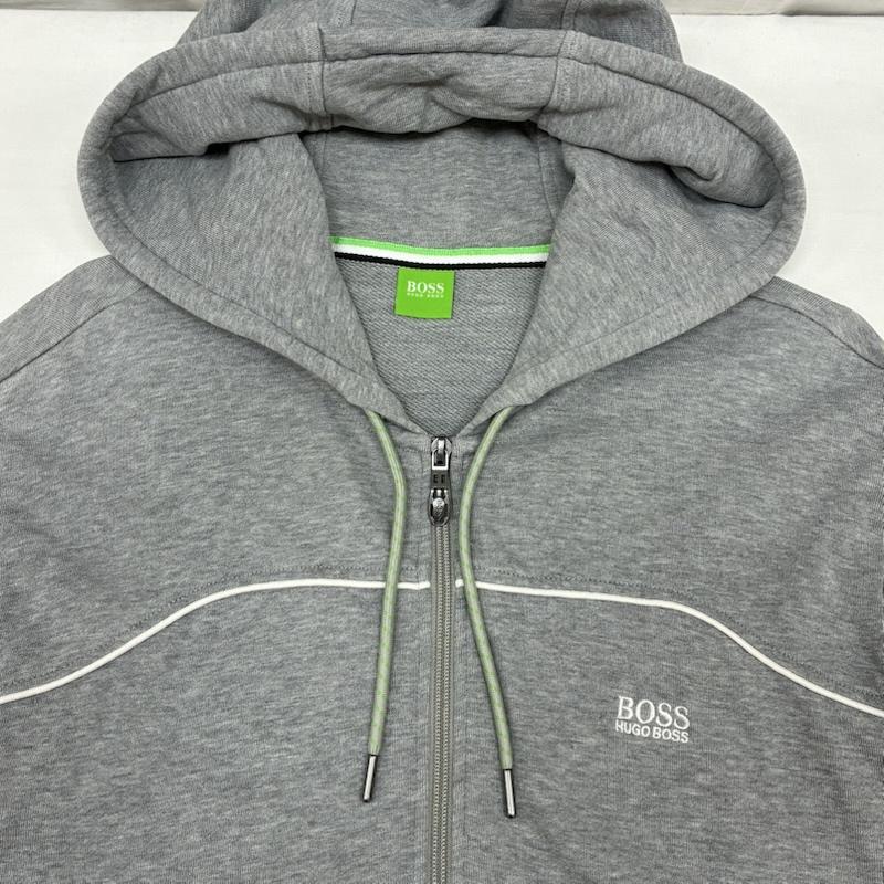 ヒューゴボス HUGO BOSS パーカー 長袖 刺繍 ロゴ パイピングライン ジップアップ パーカー L メンズ USED 古着 中古 50167777