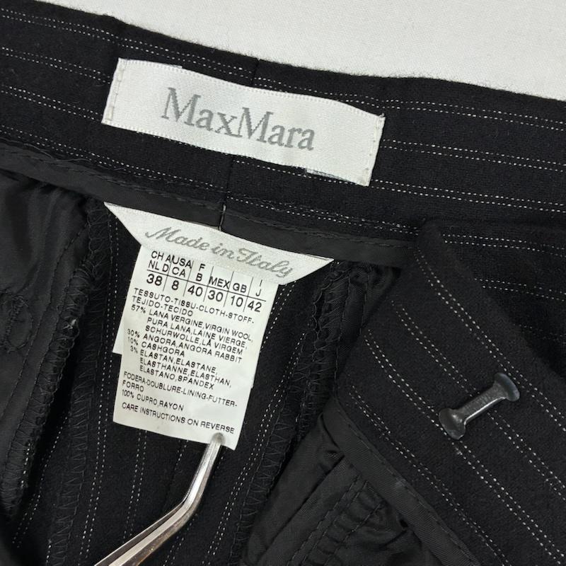 マックスマーラ Max Mara スーツ パンツスーツ アンゴラ カシゴラ 混 ウール ピンストライプ サイドベルト 2B テーラード ジャケット スラックス セットアップ - レディース USED 古着 中古 50167781