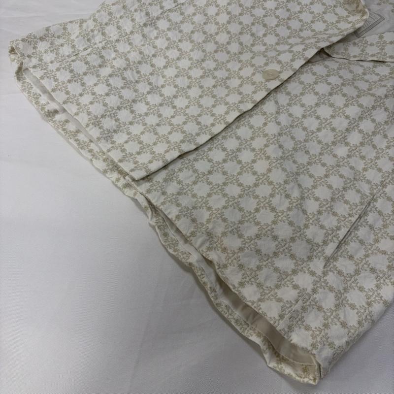 ビアズリー BEARDSLEY ジャケット、上着 ジャケット、ブレザー ノーカラージャケット Aライン 花刺繍 サークル circle 綿麻 FREE 総柄 X 刺繍 白 / ホワイト / white レディース USED 古着 中古 50167782