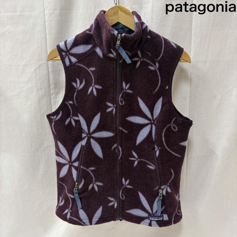 パタゴニア patagonia ベスト ベスト USA製 synchilla vest 花柄フリースベスト シンチラ 総柄 M M 総柄 紫 / パープル / purple レディース USED 古着 中古 50167785