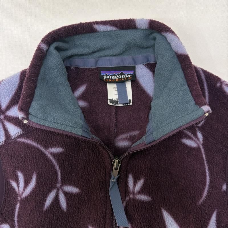 パタゴニア patagonia ベスト ベスト USA製 synchilla vest 花柄フリースベスト シンチラ 総柄 M M 総柄 紫 / パープル / purple レディース USED 古着 中古 50167785