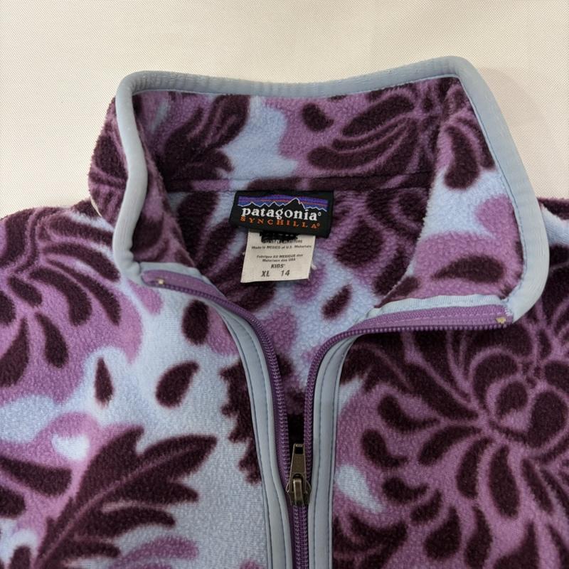 パタゴニア patagonia トップス トップス MEXICO製 Synchilla シンチラ 花柄 総柄 ハーフジップフリース ※KID S:XL(Lady’s S〜M相当)※ - 総柄 水色 / ライトブルー / レディース USED 古着 中古 50167786