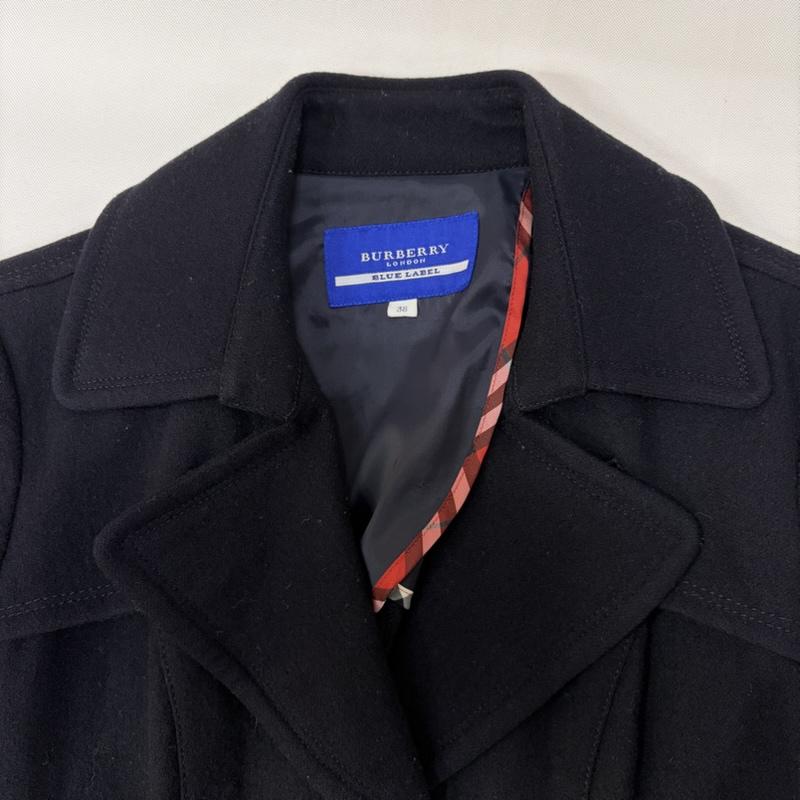 バーバリー・ブルーレーベル BURBERRY BLUE LABEL ジャケット、上着 ジャケット、ブレザー ナポレオンジャケット風 裾フリルウールコート navy 38 38 無地 紺 / ネイビー / navy レディース USED 古着 中古 50167788