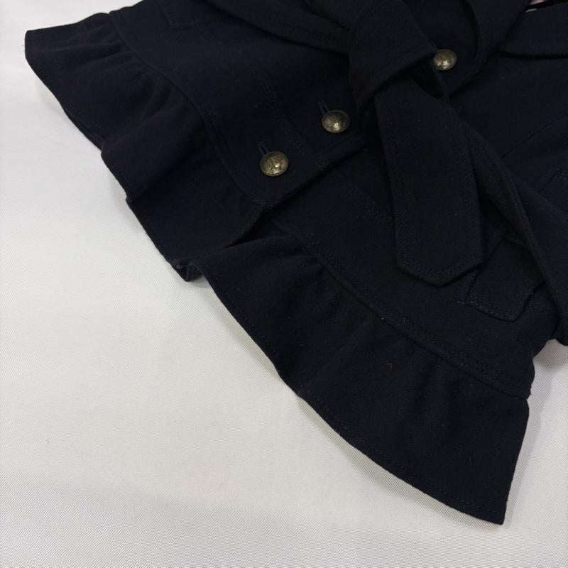 バーバリー・ブルーレーベル BURBERRY BLUE LABEL ジャケット、上着 ジャケット、ブレザー ナポレオンジャケット風 裾フリルウールコート navy 38 38 無地 紺 / ネイビー / navy レディース USED 古着 中古 50167788