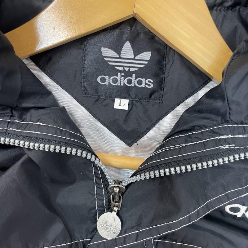 アディダス adidas ジャケット、上着 ジャンパー、ブルゾン 90s ナイロン ジャケット トレフォイル パイピング ライン L 黒 / ブラック / black X 白 / ホワイト / white メンズ USED 古着 中古 50167797
