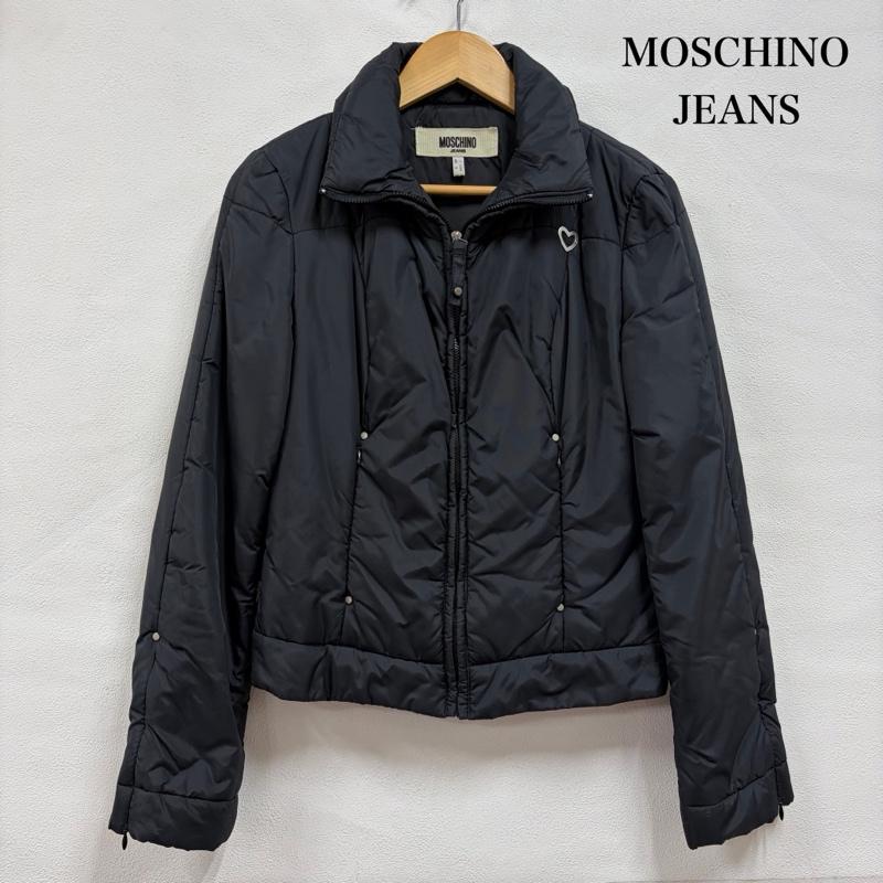 モスキーノジーンズ MOSCHINO JEANS ジャケット、上着 ジャンパー、ブルゾン ジップアップ ナイロンジャケット ハート モチーフ スタンドカラー コート フード内蔵 ブルゾン 40 ワンポイント X ロゴ、文字 黒 / ブラック / black X 銀 / シルバー / silver color レディース USED 古着 中古 50167801