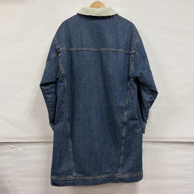 ザラ ZARA コート コート一般 ボアカラー デニム ロング コート M 無地 インディゴ / インディゴ / Indigo X 白 / ホワイト / white レディース USED 古着 中古 50167804