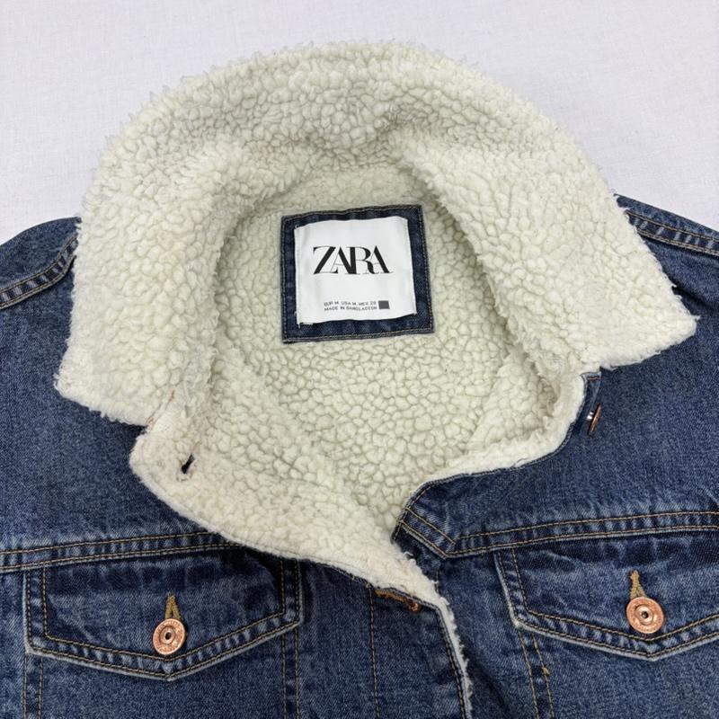 ザラ ZARA コート コート一般 ボアカラー デニム ロング コート M 無地 インディゴ / インディゴ / Indigo X 白 / ホワイト / white レディース USED 古着 中古 50167804