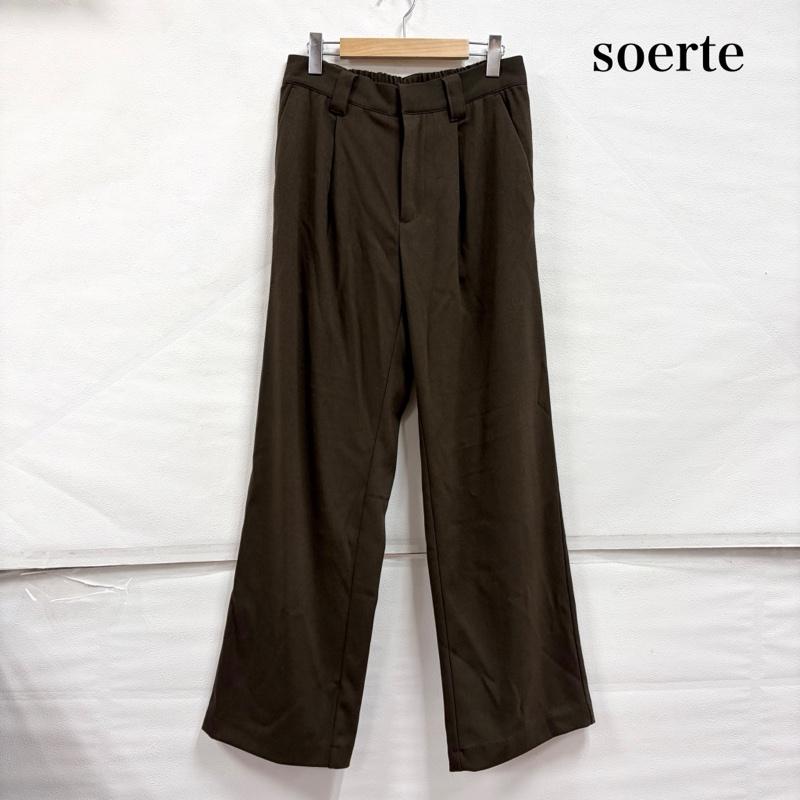 古着 USED パンツ スラックス soerte ソエルテ フロントタック ワイドスラックス 2 無地 茶 / ブラウン / brown メンズ USED 古着 中古 50167806