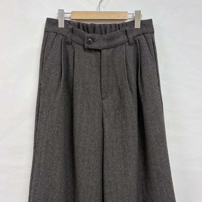 古着 USED パンツ スラックス soerte ソエルテ タック ワイド ストレート パンツ ジッパーフライ ヘリンボーン 2 チャコールグレー / チャコールグレー / X 茶 / ブラウン / brown メンズ USED 古着 中古 50167807