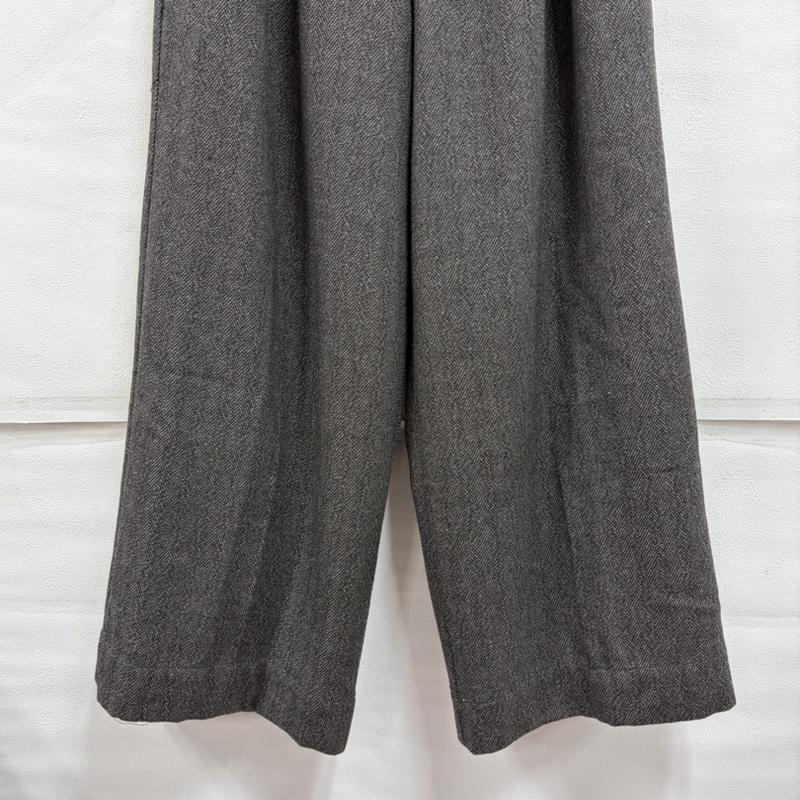 古着 USED パンツ スラックス soerte ソエルテ タック ワイド ストレート パンツ ジッパーフライ ヘリンボーン 2 チャコールグレー / チャコールグレー / X 茶 / ブラウン / brown メンズ USED 古着 中古 50167807