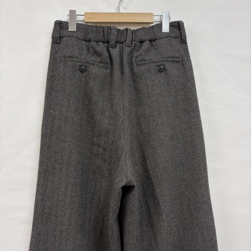 古着 USED パンツ スラックス soerte ソエルテ タック ワイド ストレート パンツ ジッパーフライ ヘリンボーン 2 チャコールグレー / チャコールグレー / X 茶 / ブラウン / brown メンズ USED 古着 中古 50167807