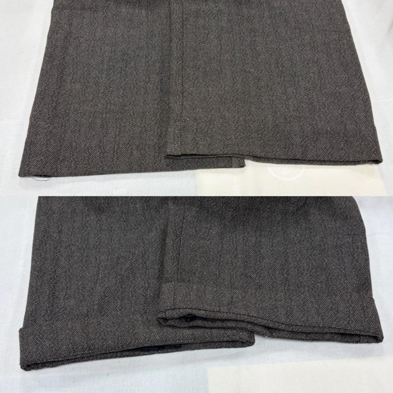 古着 USED パンツ スラックス soerte ソエルテ タック ワイド ストレート パンツ ジッパーフライ ヘリンボーン 2 チャコールグレー / チャコールグレー / X 茶 / ブラウン / brown メンズ USED 古着 中古 50167807