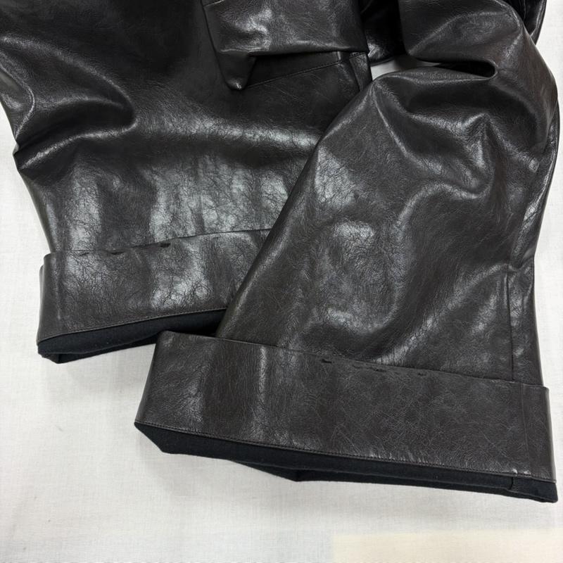 古着 USED パンツ ワークパンツ、ペインターパンツ soerte ソエルテ フェイクレザー ワイドカーゴパンツ 2 無地 黒 / ブラック / black メンズ USED 古着 中古 50167808