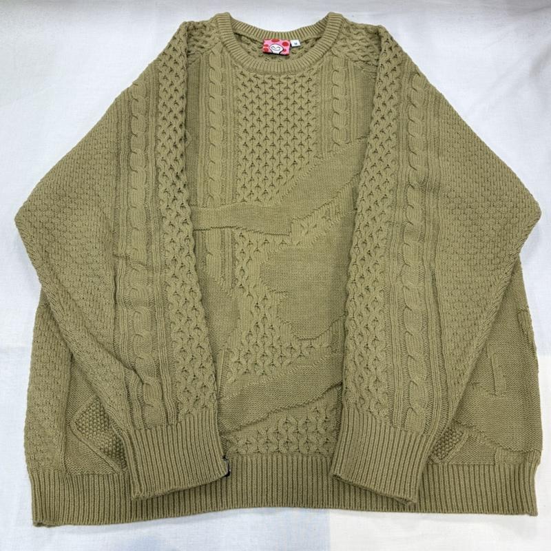 古着 USED ニット、セーター 長袖 STARTEAM スターチーム クルーネック ケーブル ラグラン ニット セーター M オリーブグリーン / オリーブグリーン / メンズ USED 古着 中古 50167809