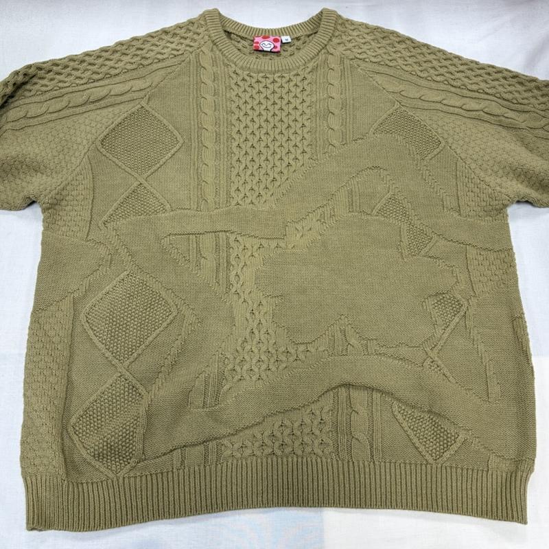 古着 USED ニット、セーター 長袖 STARTEAM スターチーム クルーネック ケーブル ラグラン ニット セーター M オリーブグリーン / オリーブグリーン / メンズ USED 古着 中古 50167809