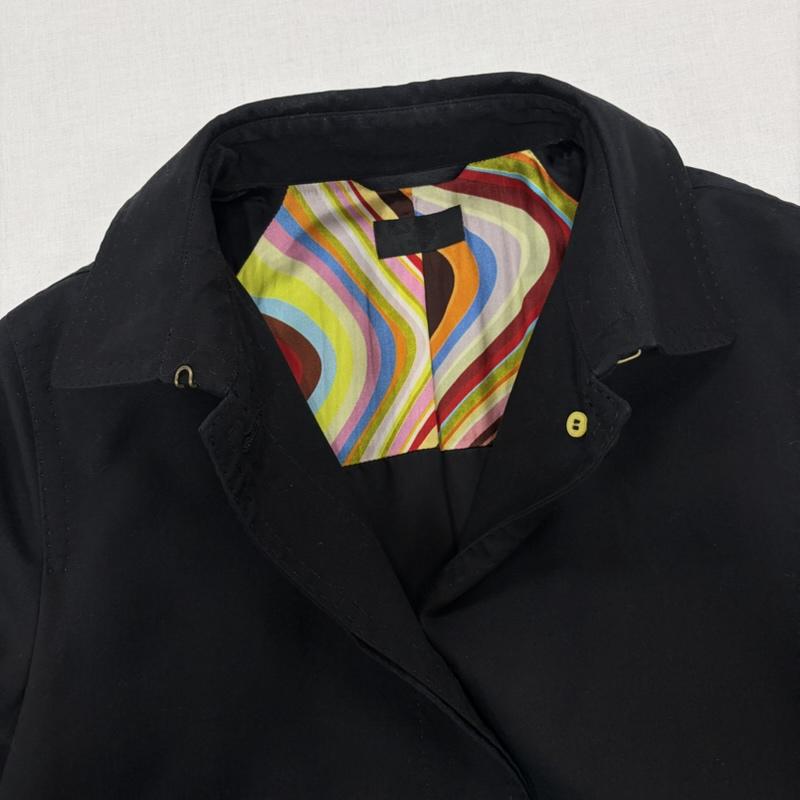 ポールスミス Paul Smith コート コート一般 ステンカラー トレンチ コート ベルト スプリング 42 無地 黒 / ブラック / black X マルチカラー / マルチカラー / multicolor レディース USED 古着 中古 50167811