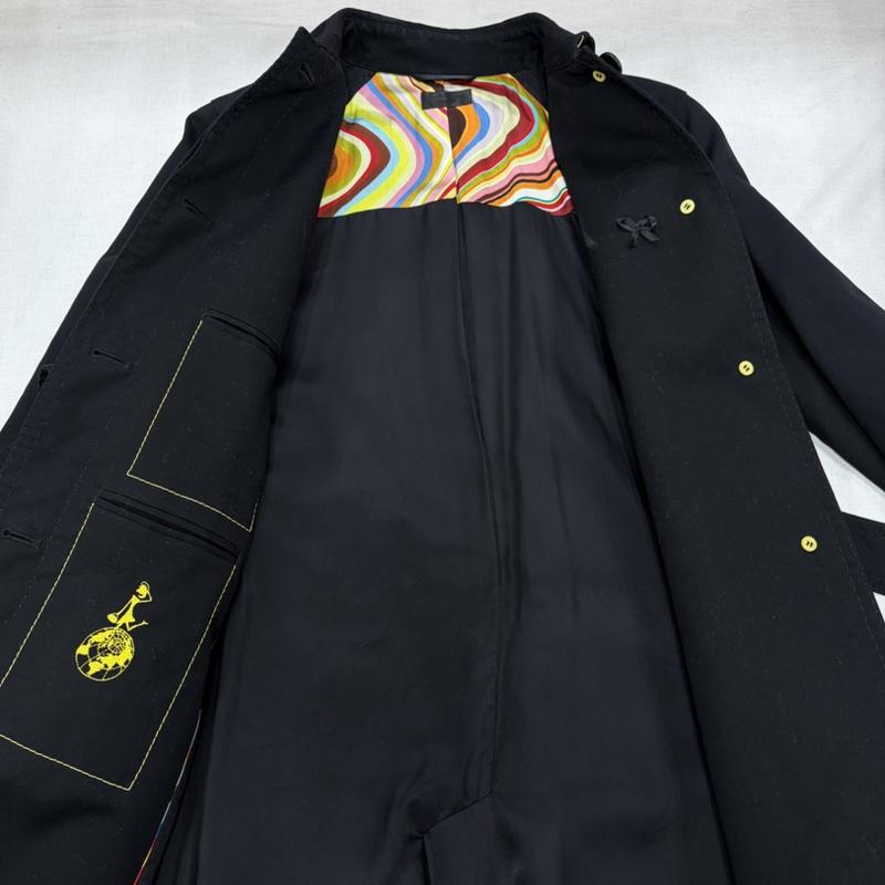 ポールスミス Paul Smith コート コート一般 ステンカラー トレンチ コート ベルト スプリング 42 無地 黒 / ブラック / black X マルチカラー / マルチカラー / multicolor レディース USED 古着 中古 50167811