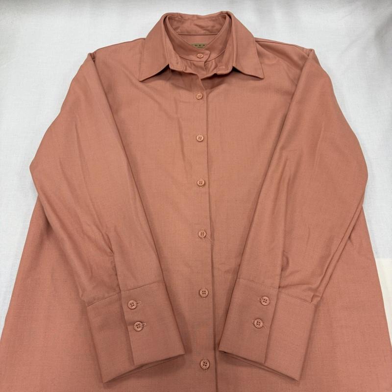 アメリ AMERI ワンピース ロングスカート 長袖 レイヤード シャツ ワンピース - 無地 桃 / ピンク / pink レディース USED 古着 中古 50167812