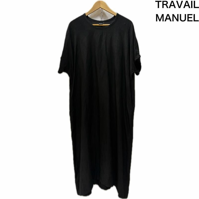 トラバイユマニュアル TRAVAIL MANUEL ワンピース ロングスカート リネン混ワンピース 日本製 black - 無地 黒 / ブラック / black レディース USED 古着 中古 50167814