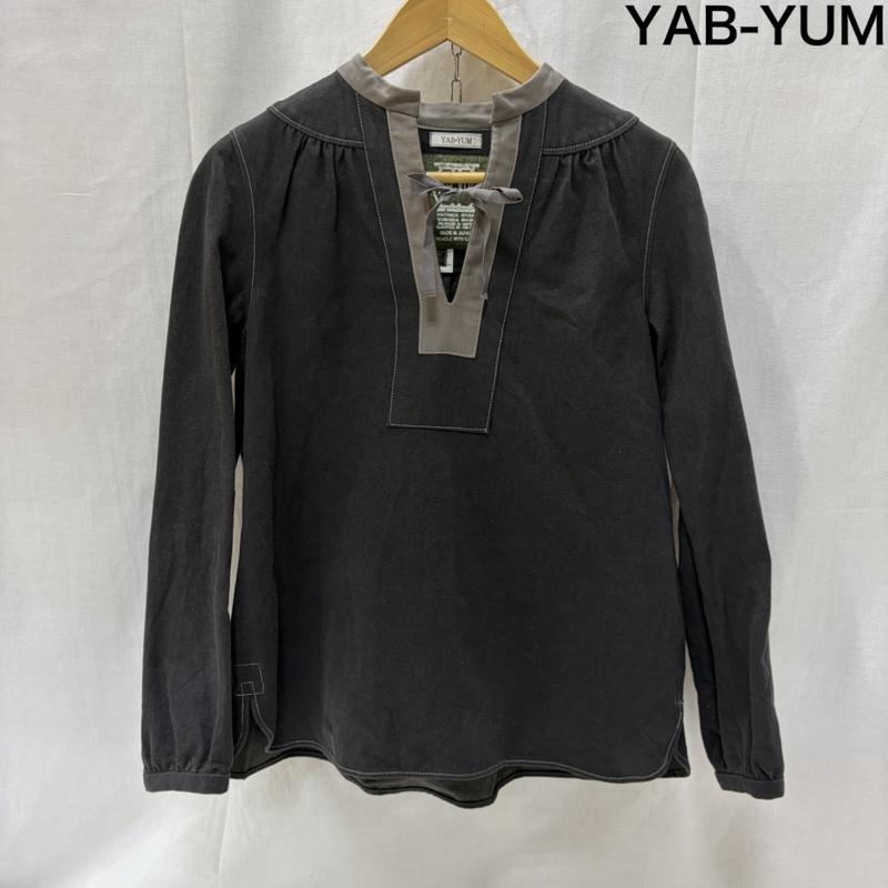 古着 USED カットソー 長袖 YAB YUM ヤブヤム ステッチデザイン コットンカットソー チャコールグレー 日本製 - 無地 チャコールグレー / チャコールグレー / レディース USED 古着 中古 50167816