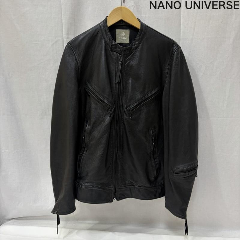 ナノユニバース ブロードゥリー＆コー nano universe Braderie & Co ジャケット、上着 ライダース シープスキン 羊革 レザー シングルライダースジャケット black L L 無地 黒 / ブラック / black メンズ USED 古着 中古 50167817