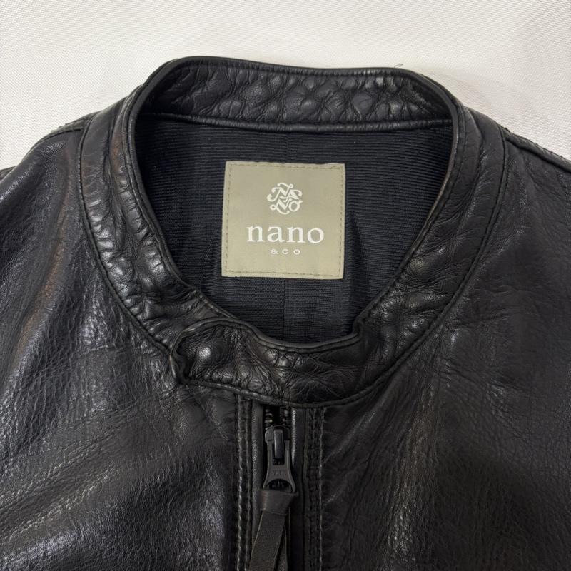 ナノユニバース ブロードゥリー＆コー nano universe Braderie & Co ジャケット、上着 ライダース シープスキン 羊革 レザー シングルライダースジャケット black L L 無地 黒 / ブラック / black メンズ USED 古着 中古 50167817