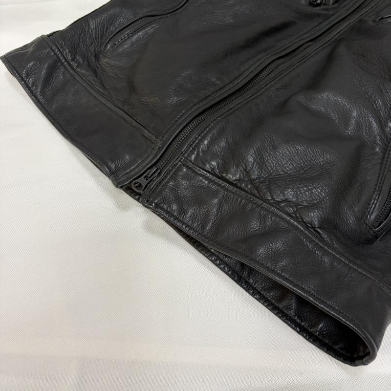 ナノユニバース ブロードゥリー＆コー nano universe Braderie & Co ジャケット、上着 ライダース シープスキン 羊革 レザー シングルライダースジャケット black L L 無地 黒 / ブラック / black メンズ USED 古着 中古 50167817