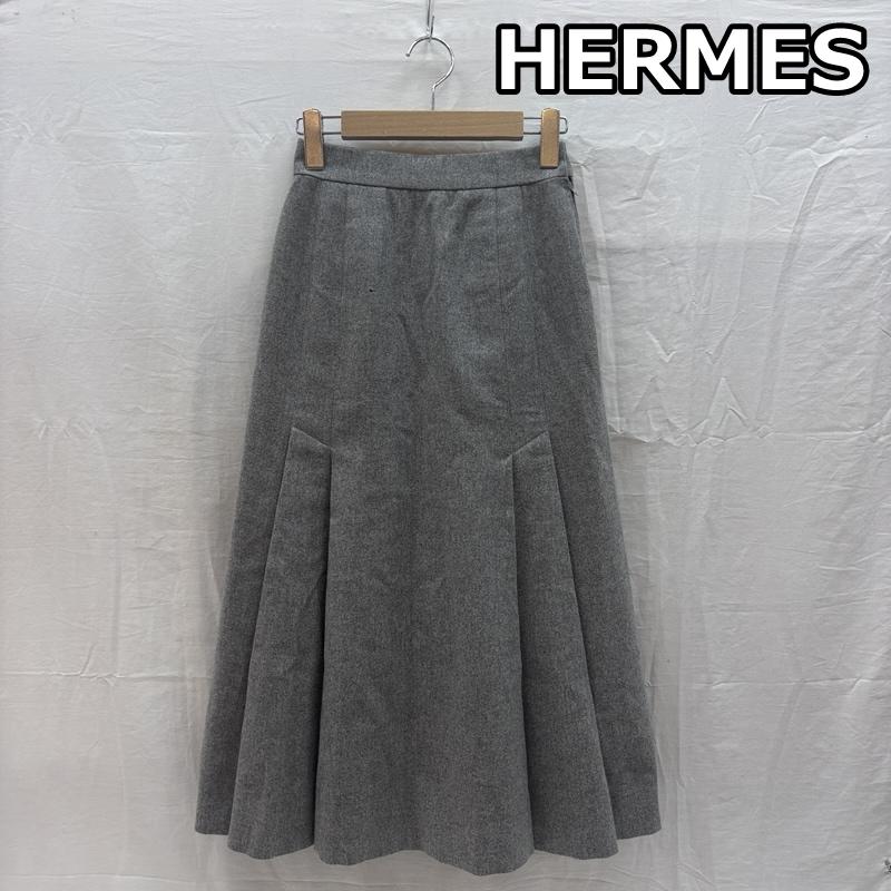 エルメス HERMES スカート ロングスカート フランス製 ウール カシミヤ 膝下丈 ロング スカート 36 灰 / グレー / gray レディース USED 古着 中古 50167821