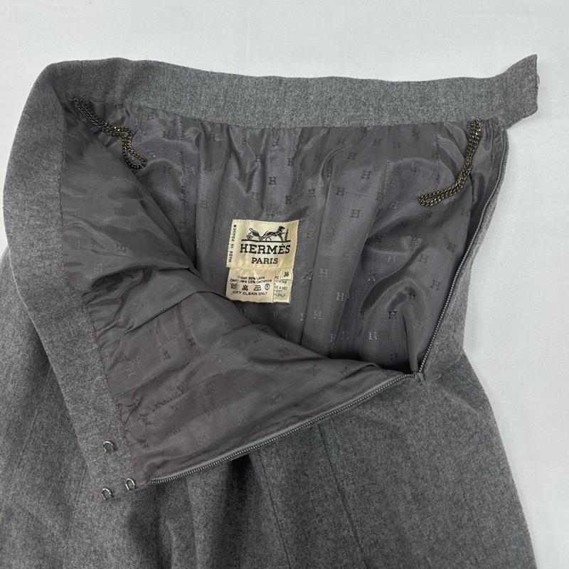 エルメス HERMES スカート ロングスカート フランス製 ウール カシミヤ 膝下丈 ロング スカート 36 灰 / グレー / gray レディース USED 古着 中古 50167821