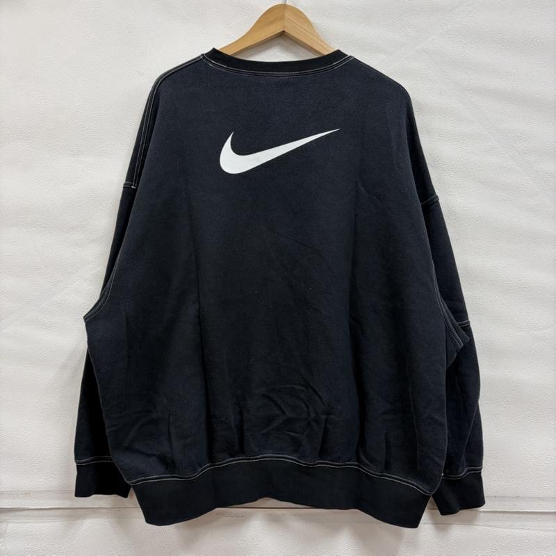 ナイキ NIKE トレーナー 長袖 クルーネック スウェット ステッチ ロゴ プリント フェード オーバーサイズ M ロゴ、文字 X プリント 黒 / ブラック / black X 白 / ホワイト / white メンズ USED 古着 中古 50167843