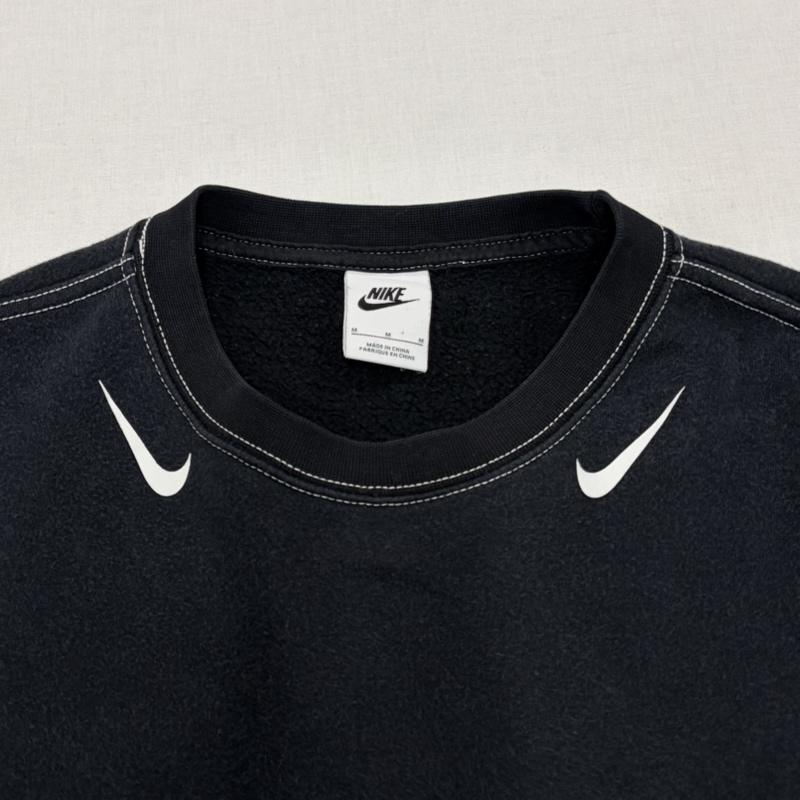 ナイキ NIKE トレーナー 長袖 クルーネック スウェット ステッチ ロゴ プリント フェード オーバーサイズ M ロゴ、文字 X プリント 黒 / ブラック / black X 白 / ホワイト / white メンズ USED 古着 中古 50167843