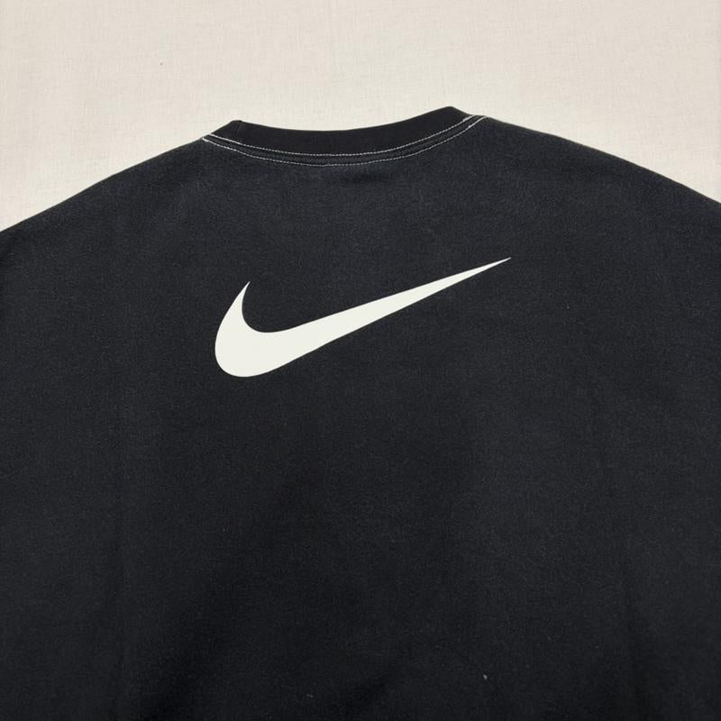 ナイキ NIKE トレーナー 長袖 クルーネック スウェット ステッチ ロゴ プリント フェード オーバーサイズ M ロゴ、文字 X プリント 黒 / ブラック / black X 白 / ホワイト / white メンズ USED 古着 中古 50167843