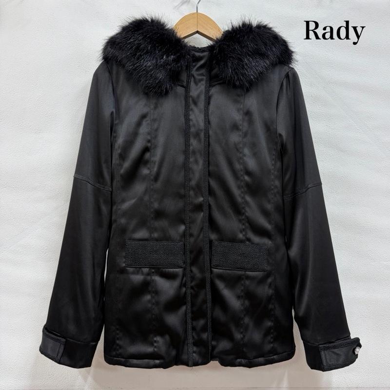 レディー Rady ジャケット、上着 ジャンパー、ブルゾン ジップアップ フード ジャケット コート ファー ライナー付 ラメ ビジューボタン S 無地 黒 / ブラック / black レディース USED 古着 中古 50167844