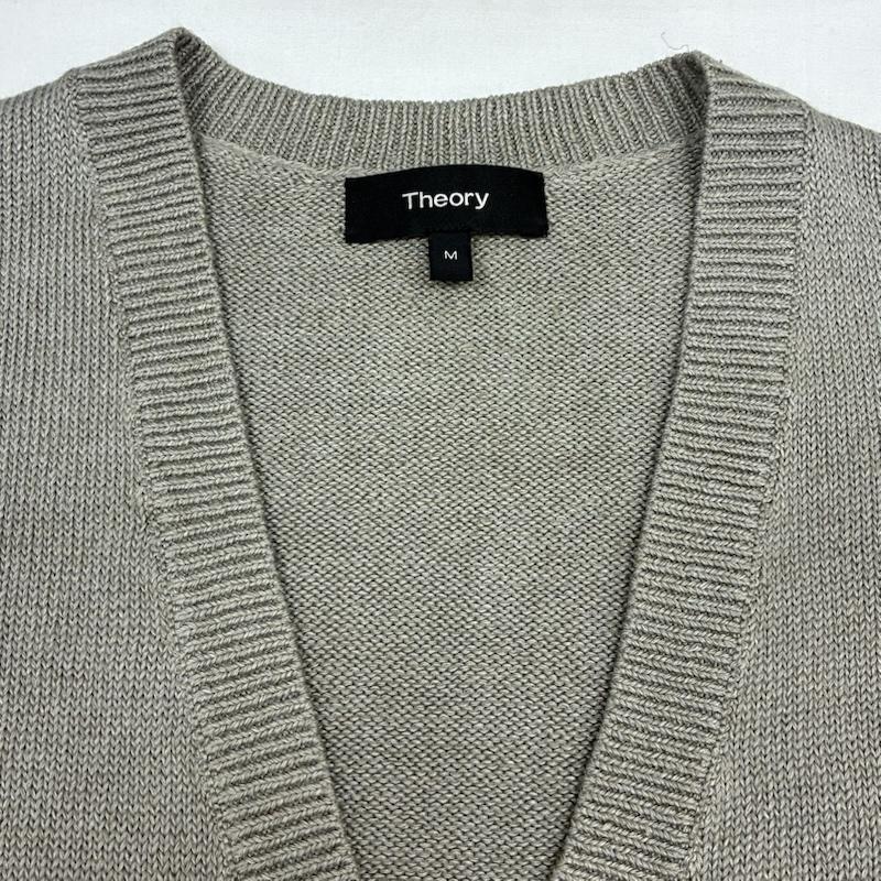セオリー theory カーディガン 半袖 麻 リネン ナイロン Vネック 半袖 カーディガン M メンズ USED 古着 中古 50167854