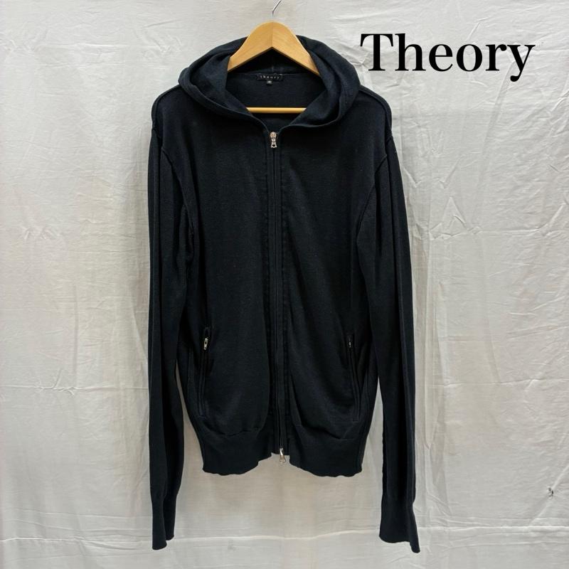 セオリー theory パーカー 長袖 コットン シルク ナイロン ラメ メランジ サイドリブ ダブル ジップ パーカー 42 メンズ USED 古着 中古 50167856