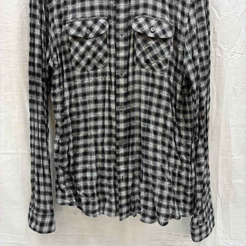 セオリー theory シャツ、ブラウス 長袖 レーヨン コットン シワ加工 チェック シャツ 42 メンズ USED 古着 中古 50167857
