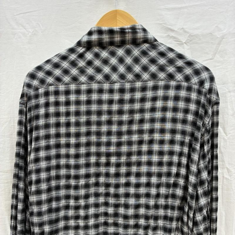セオリー theory シャツ、ブラウス 長袖 レーヨン コットン シワ加工 チェック シャツ 42 メンズ USED 古着 中古 50167857