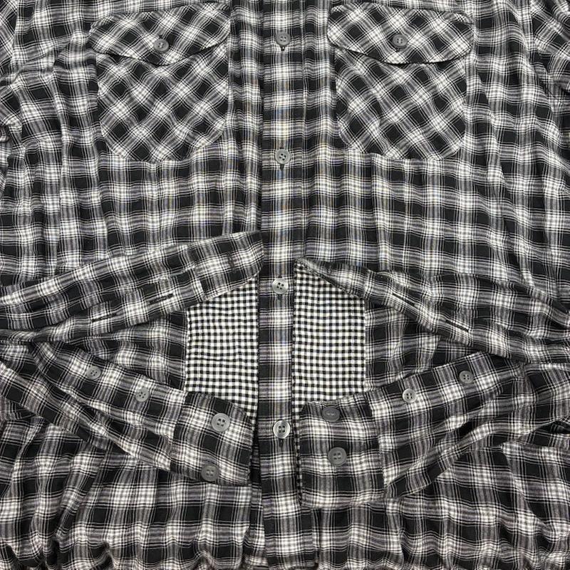 セオリー theory シャツ、ブラウス 長袖 レーヨン コットン シワ加工 チェック シャツ 42 メンズ USED 古着 中古 50167857
