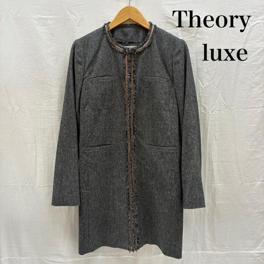 セオリーリュクス theory luxe コート コート一般 ノーカラー フリンジ パイピング ラメ コート 38 レディース USED 古着 中古 50167859